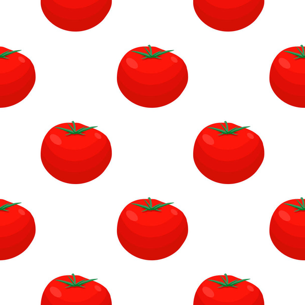 Ilustración sobre el tema del patrón de tomate rojo, ketchup vegetal para el sello. Patrón vegetal que consiste en hermoso tomate rojo, muchos ketchup. Patrón vegetal colorido simple de tomate ketchup rojo. - Vector, Imagen
