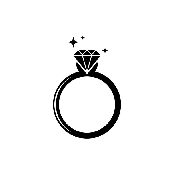 Ring-Diamant-Symbol. Vektor auf isoliertem weißem Hintergrund. EPS 10 - Vektor, Bild