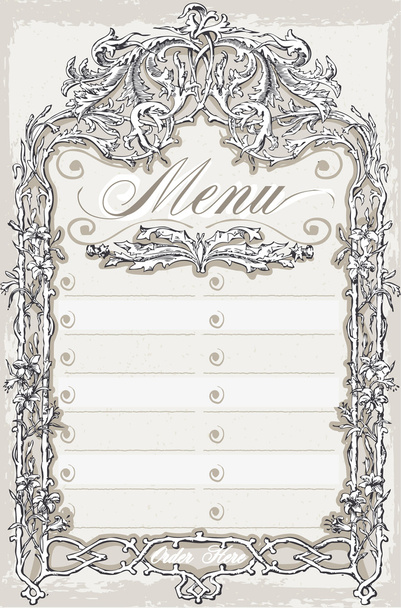 Vintage Graphic Page for Bar or Restaurant Menu - Vector, Image