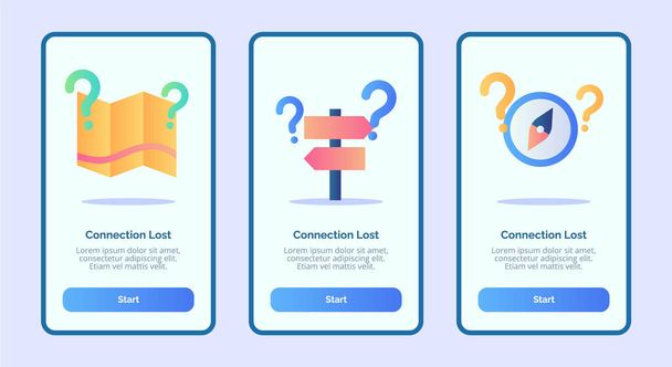 Connection lost for mobile apps template banner page UI with three variations modern flat color style - Vector, Image