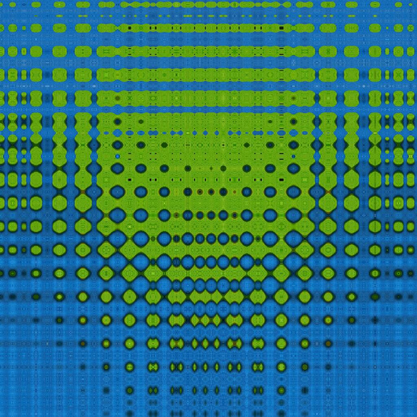 variációk élénk zöld szív könnycseppek kék háttér minták és minták - Fotó, kép