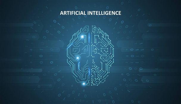 Artificial Intelligence illustration. Artificial intelligence and machine learning concept. Digital computer code. Data transfer concepts in internet. - ベクター画像