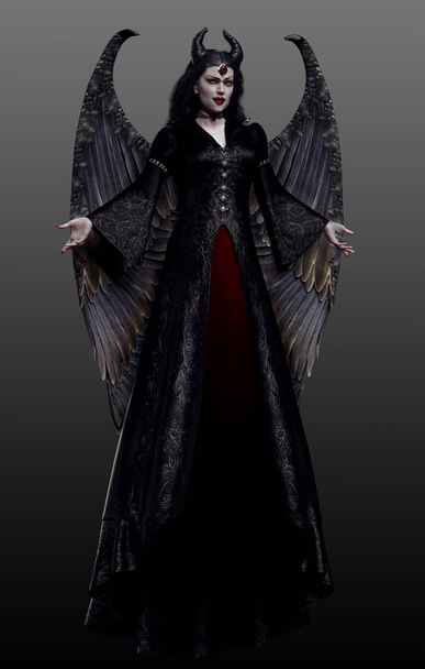 Fantasy Wicked Queen, Unseelie Fae met donkere vleugels - Foto, afbeelding
