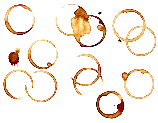 close up of  a coffee stain on white background - Foto, Imagen