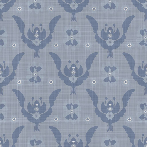  Kusursuz Fransız çiftlik evi kumaş desenli. Provence mavi beyaz dokuma dokusu. Kalitesiz şık dekoratif kumaş arka planı. Her yerde tekstil kırsalı var. - Fotoğraf, Görsel