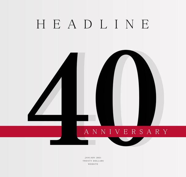 Modèle de bannière 40e anniversaire, modèle de conception de couverture de journal, libération du quarantième jubilé, affiche d'anniversaire d'entreprise, illustration vectorielle - Vecteur, image