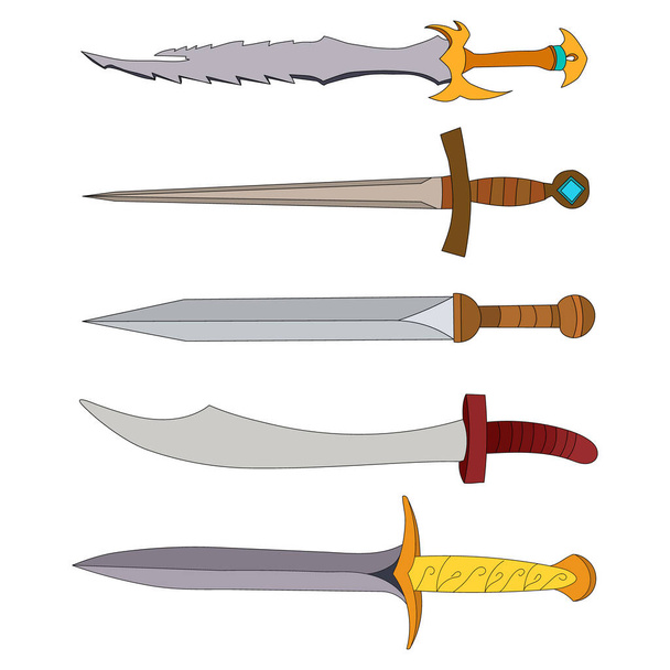векторный, изолированный, оружие, меч, меч, набор, коллекция - Вектор,изображение
