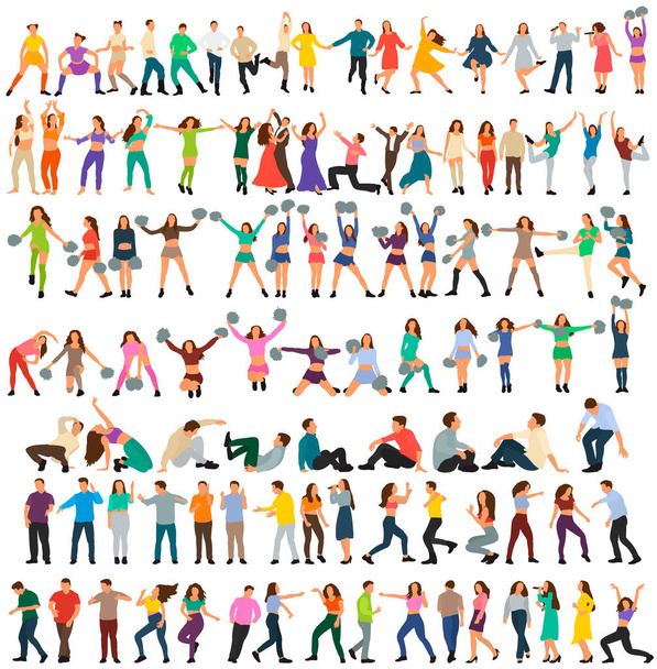 άνθρωποι χορεύουν, χωρίς πρόσωπο, επίπεδη στυλ, σετ, συλλογή - Διάνυσμα, εικόνα