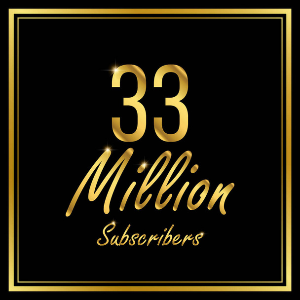 Thirty three or 33 Million followers or subscribers achievement symbol design, vector illustration. - Vector, Image