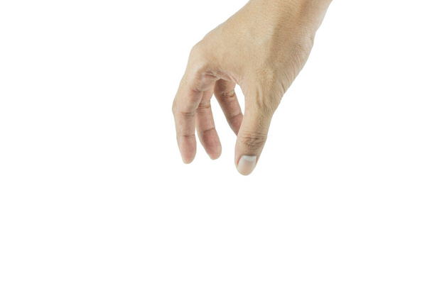 Hand Pose wie Kommissionierung etwas isoliert auf weißem Hintergrund mit Clipping-Pfad - Foto, Bild