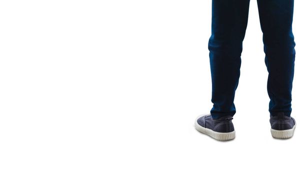 Zadní část mužské nohy, ustupte, izolované na bílém pozadí s výstřižkovou dráhou - Fotografie, Obrázek