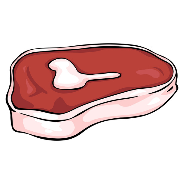 Vector cartoon illustration - isolated raw piece of meat - Vector, Image