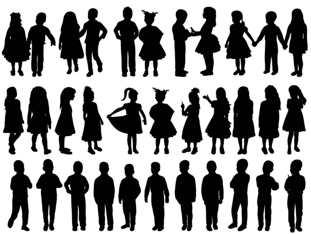  silhueta crianças definido em um fundo branco - Vetor, Imagem