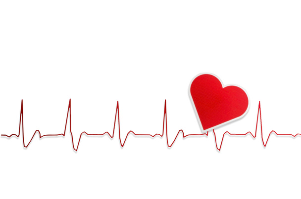 hart en elektrocardiogram: uitknippad - Foto, afbeelding