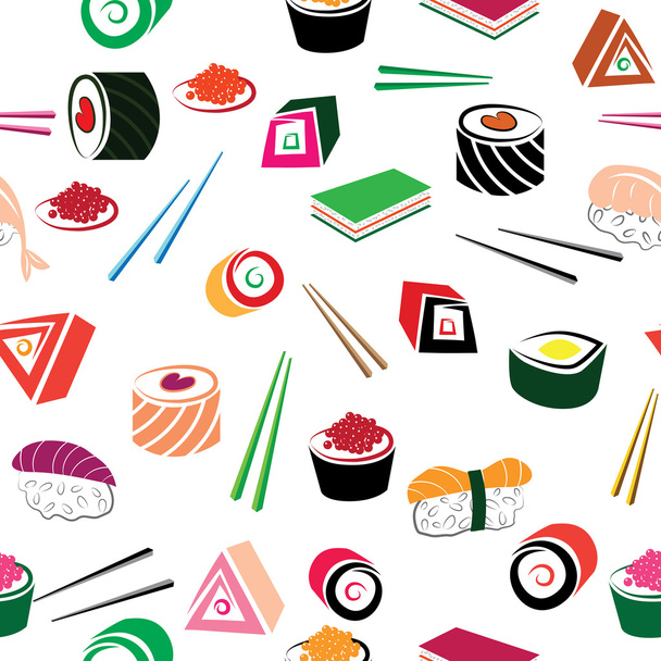 Суши азиатской кухни бесшовный набор
 - Вектор,изображение