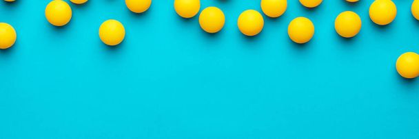 flat lay image of many table tennis balls with copy space - Photo, Image