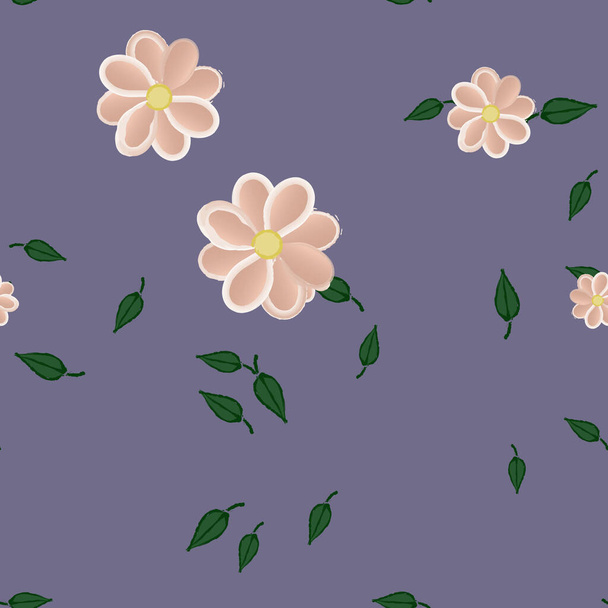 fleurs avec feuilles fond sans couture, illustration vectorielle - Vecteur, image