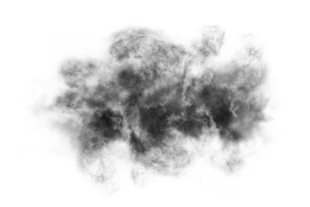Humo texturizado, negro abstracto, aislado sobre fondo blanco - Foto, Imagen