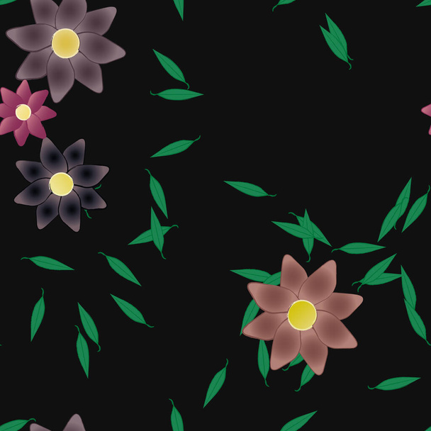 flores com folhas sem costura fundo, ilustração vetorial - Vetor, Imagem