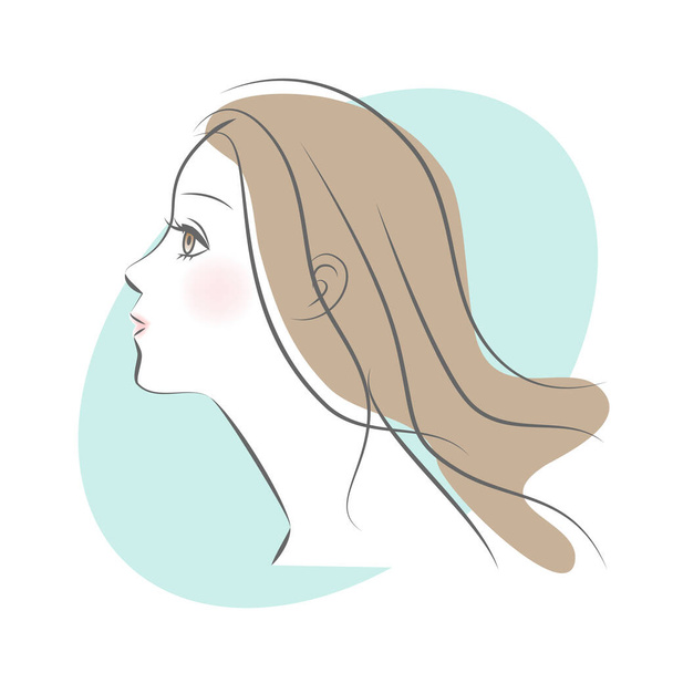 Boční pohled na dlouhé vlasy ženy - Vektor, obrázek