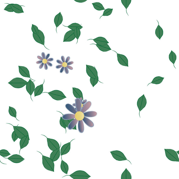 λουλούδια με φύλλα χωρίς ραφή φόντο, διανυσματική απεικόνιση - Διάνυσμα, εικόνα