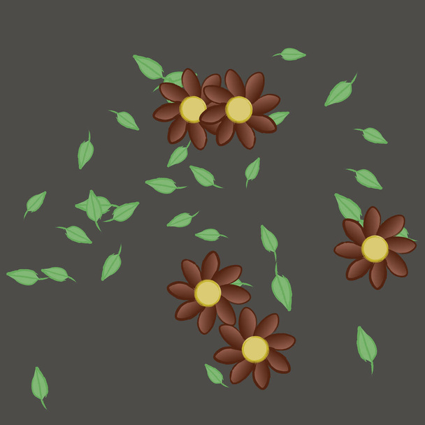 flowers with leaves seamless background, vector illustration - Vetor, Imagem