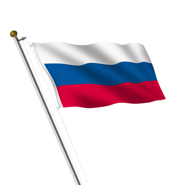 Rusland Vlaggenmast 3d illustratie op wit met knippad - Foto, afbeelding