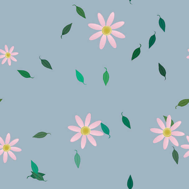 fleurs avec feuilles fond sans couture, illustration vectorielle  - Vecteur, image