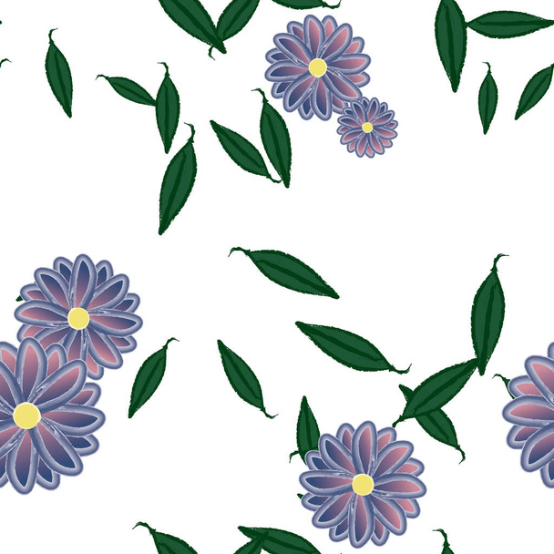 flowers with leaves seamless background, vector illustration - Vetor, Imagem