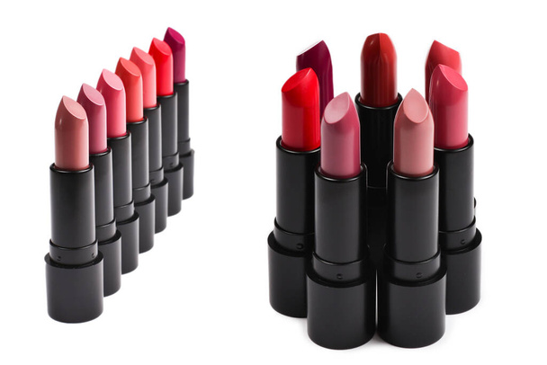 Many different lipsticks, different colors. Space for text or design - Photo, Image