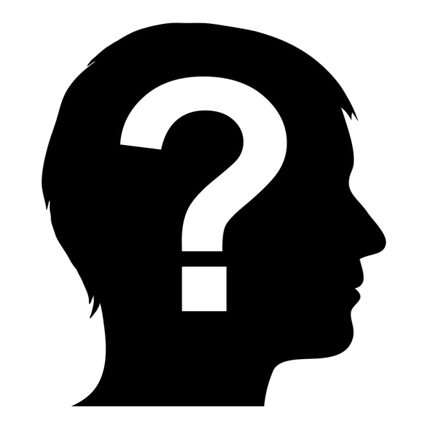 Male silhouette with question mark - Vector, Image