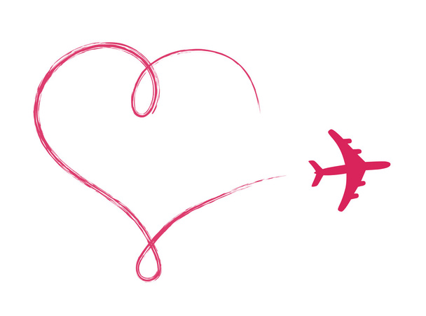 Heart shaped icon in air, made by plane - Vector, Image