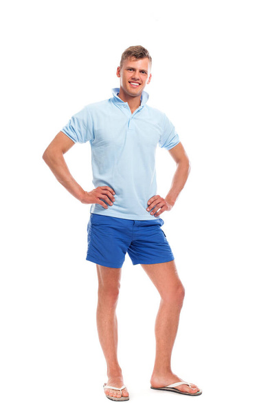Handsome young caucasian guy in casual isolated over white background - Photo, Image