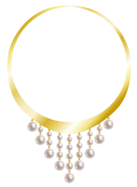 Gold necklace with pearl - Vector, Image