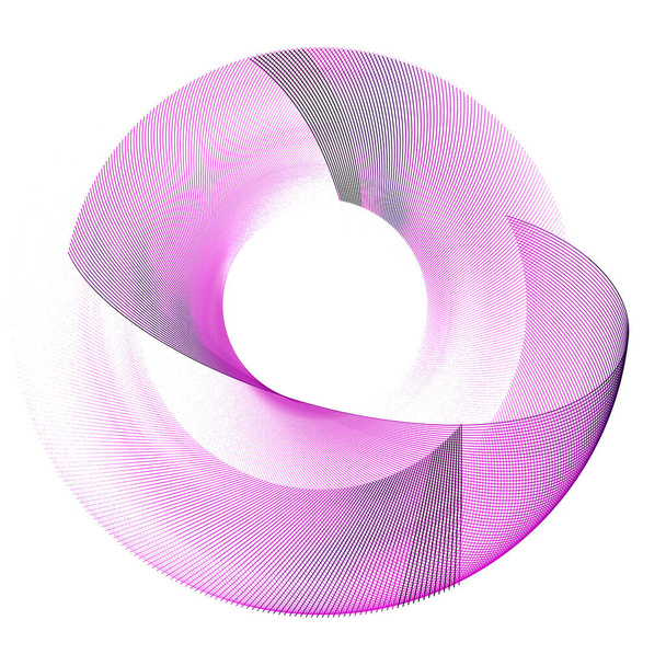 Superfícies de lilás são curvadas em um arco ao redor do centro em um fundo branco. Fundo fractal abstrato. renderização 3d. Ilustração 3d. Elemento de design gráfico. - Foto, Imagem