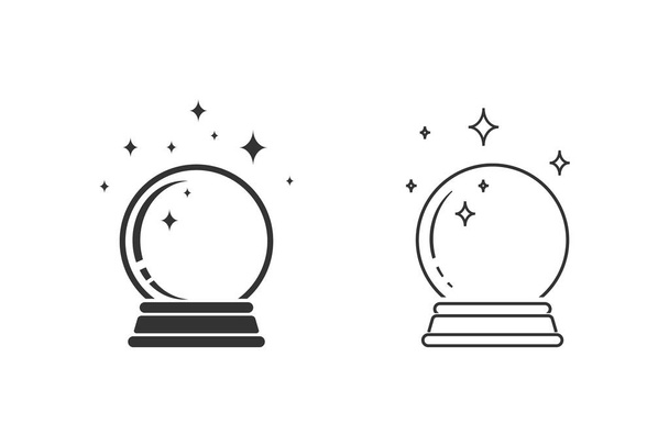 Crystal Ball Magic Line Icon Set Vector Logo Template - Vector, Image