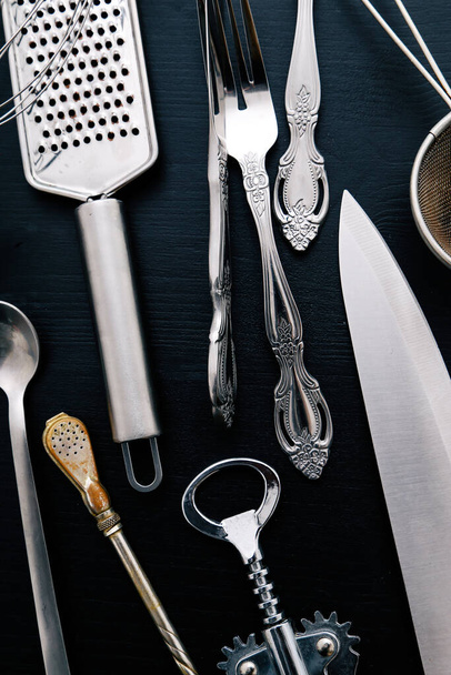 Cooking, cuisine. Kitchen utensil on the table - Foto, Imagem