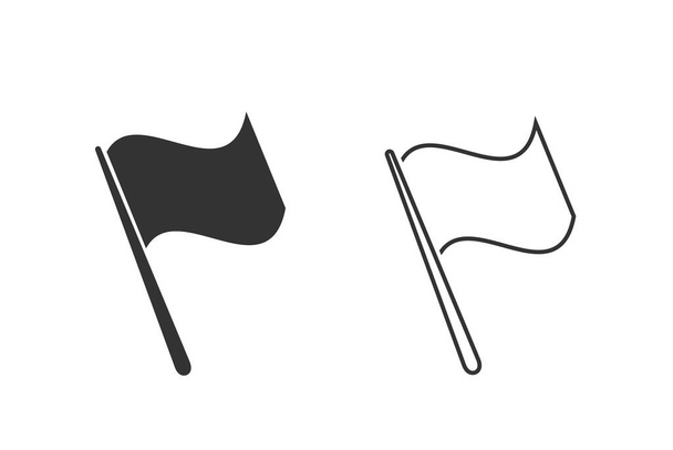 Conjunto de iconos de línea de bandera gris aislados sobre fondo blanco. Ilustración vectorial - Vector, imagen