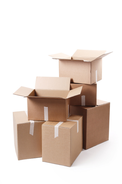 Cardboard boxes on a white background - 写真・画像