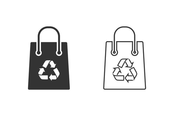 Recycling zak lijn pictogram ingesteld op wit. Vector - Vector, afbeelding