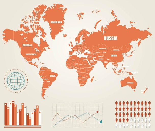 Infografinen vektorikuvitus maailman kartalla
 - Vektori, kuva