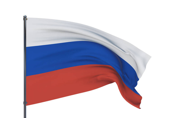 3D illustratie. Zwaaiende vlaggen van de wereld - vlag van Rusland. Geïsoleerd op witte achtergrond. - Foto, afbeelding