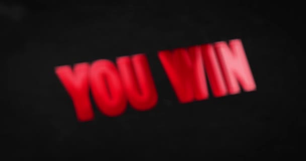 You win. Glossy red word animation - Footage, Video