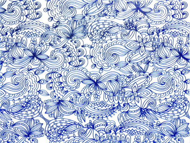 blauwe kantpatroon - Foto, afbeelding
