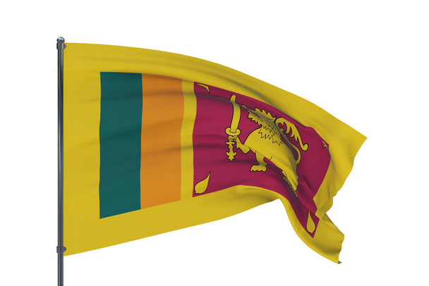 Ilustração 3D. Bandeiras ondulantes do mundo - Bandeira do Sri Lanka. Isolado sobre fundo branco. - Foto, Imagem