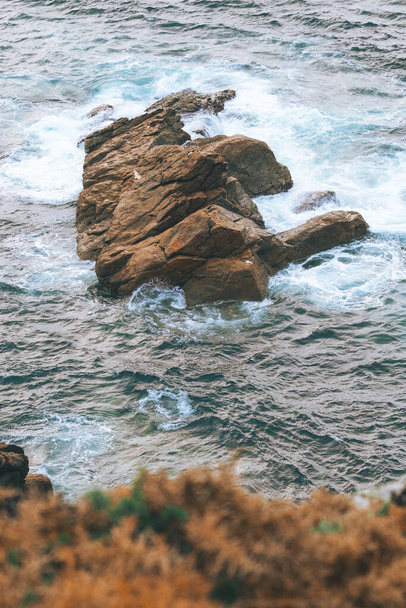 A vertical shot of rocks in the water - Фото, изображение