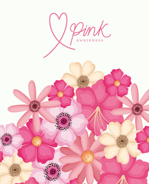 flowers of pink awareness vector design - ベクター画像