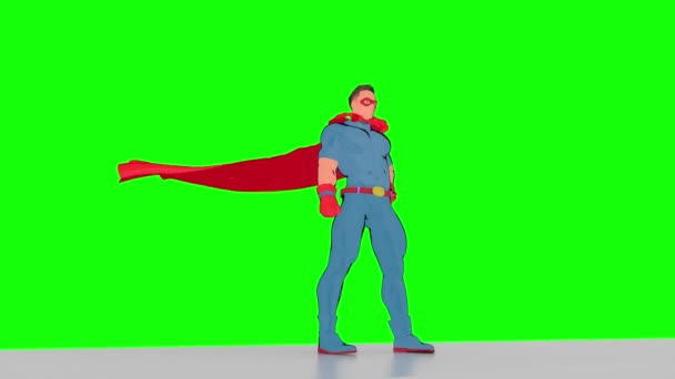 街を見下ろすスーパーヒーロー3Dレンダリングアニメーション - 映像、動画
