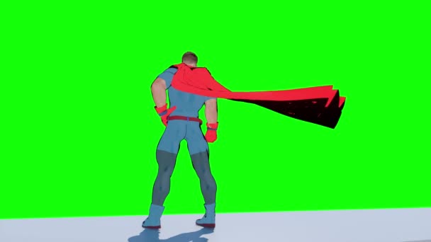 Superhéroe vigilando la ciudad 3d renderizar animación - Metraje, vídeo