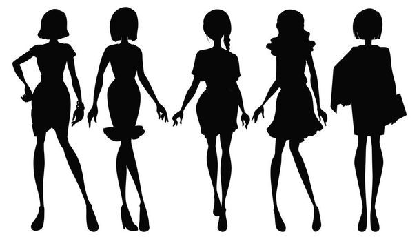 Set di illustrazione silhouette femminile - Vettoriali, immagini